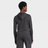 All In Motion Womens Soft Stretch Hooded Sweatshirt 90612705 Heathered Black XL
