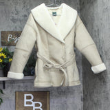 Wild Fable Shawl Collar Waist Tie Button Down Faux Shearling Coat Tan Brown S