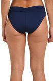 La Blanca Goddess Shirred Band Hipster Bikini Swimsuit Bottom Indigo Blue 12