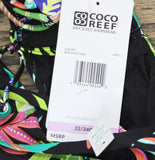 Coco Reef Astra Criss Cross Back Bikini Top U3C496 Cosmic Jungle Black 32-34C