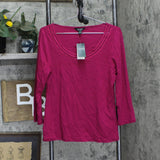 Ralph Lauren Womens Contrast Trim Scoop Neck Top 200787848004 Fuchsia Pink L