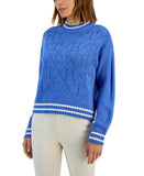 Tommy Hilfiger Women's Argyle Logo Mock-Neck Sweater J2XS0746 French Blue L