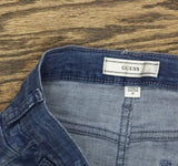 Guess Stretch Denim Skirt with Laser Print Detail Indigo Tropical Jungle Blue 12