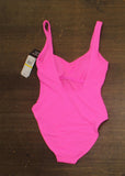 California Waves Womens Wild Cat Print One-Piece Swimsuit Azalea Pink M