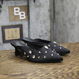 A New Day Katia Rhinestone Teardrop Satin Mule Heels 94663382 Black 8.5M