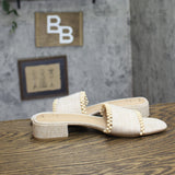 A New Day Womens Lottie Sandals Block Heel Ball Accent Natural Brown 9.5M