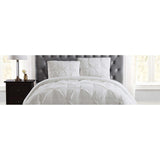 Truly Soft Pleated Duvet Set Ivory Polyester 3-Piece Ivory Off White King