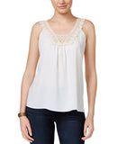 Miss Chievous Juniors Crochet-Trim Tank Top Shirt White M