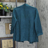 LC Lauren Conrad Womens Faux Suede Open Front Blazer Jacket Teal Blue Green M