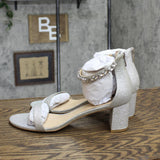 Jewel Badgley Mischka Lydia Evening Sandals Shoes Silver Tone Glitter Gray 11M