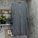 Tommy Hilfiger Womens Metallic Knit Long Sleeve Shift Dress Black / Silver 8