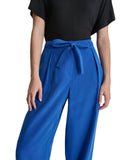 DKNY Womens Twill Tie-Front Pleated Belted Pants P4GKTX72 Lapis Blue 12