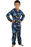 Intimo Polar Express Hooded Footless One-Piece Union Suit Blue Multi XXS/XS