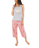 Munki Munki Womens 2-Piece Haute Dog Capri Pajama Set NM00848 Gray M