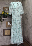 Jovani Womens Embellished V Neck 3/4 Open Sleeve Formal Dress Gown Mint Green 0
