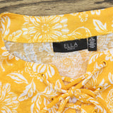 ELLA Rafaella Paisley Print Lace-up Short Sleeve Tee Shirt Cadmium Yellow 1X