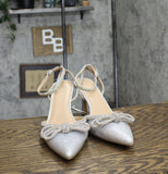 A New Day Womens Carmin Bow Pumps with Memory Foam Insole Silver Gray 12M