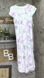 Miss Elaine Nightgown Long Cottonessa Knit Gown Lavender Floral Pink S