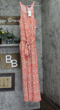 Studio by JPR Womens Knit Printed Sleeveless Jumpsuit Peach Echo Orange Multi L