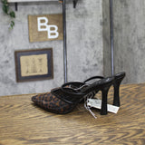 A New Day Sonia Mesh Slip-On Stiletto Heels 94567850 Leopard Brown / Black 6M