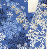 Alfred Dunner 3/4 Sleeve Embellished Neckline Snowflake Knit Top Blue Multi 1X