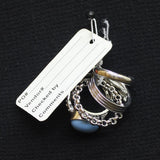 Stone Chain Link Textured Solid Band 5 Set Rings Silver Gray / Blue 7.75-8