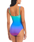 Bleu By Rod Beattie the Moment Shirred Bandeau One-Piece Swimsuit Blue Multi 6