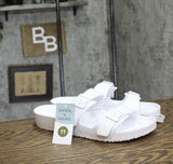 Shade & Shore Womens Neida EVA Two Band Footbed Slide Sandals 86509395 White 11M