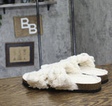 Auden Womens Jane Two Band Buckle Slide Slippers 91308535 Cream Off White 11M