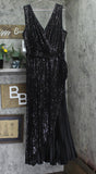 DKNY Womens Sequinned Pleated Tie-Waist Evening Gown ED4GZ398 Black 16