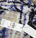 DKNY Womens Printed Side-Ruched Sheer Sleeve Mesh Dress DD4JU31C Black / Blue 12