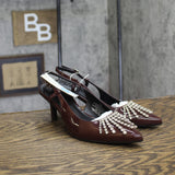 A New Day Serafina Rhinestone Slingback Kitten Heels Burgundy Dark Red 7.5M