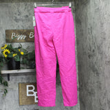 DKNY Rope Tie Front Zip Fly Wide Leg Pant P5DKFB17 Vivid Pink 2