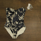Anne Cole Womens Printed Twist-Front One-Piece Swimsuit Black / White 16