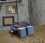 Schutz Womens Amely Mid Block Sandals Azul / Summer Blue Jeans 9.5B