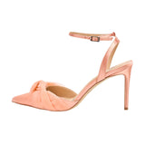 Jewel Badgley Mischka Evening Knot Satin Pumps Heels Peach Satin Pink 8.5M