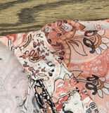 Ny Collection Studded Neckline Chiffon Sleeve Poncho Top Coral Paisley Pink XL