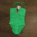 PQ Embroidered Josie Ruched One-Piece Swimsuit CLO-5012P Clover Green M