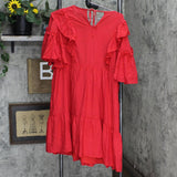 Who What Wear Women's 3/4 Sleeve Lace-Up Dress WD-815 Red L