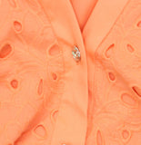 Karl Lagerfeld Paris Eyelet Cotton A-Line Shirtdress Belted Coral Orange Pink 16