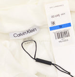 Calvin Klein Mock Neck Bow Tie Front Ruffled Cuffs Blouse Top Cream Off White XL