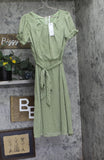 NY Collection Womens Knee Length Tie Pintuck Waist Midi Dress MCCD0396D Green L