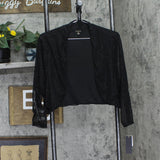 City Studios Womens Trendy Plus Size Glitter Open-Front Shrug Black 3X