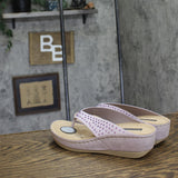 G.C. Shoes Womens Tiana Embellished Comfort Wedge Sandals Tiana Purple 7.5M