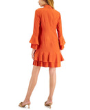 Tahari Asl Women's Pleated-Trim Tie-Neck Dress 2AM188-T2 Burnt Orange 6