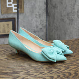 Journee Collection Women's Orana Bow Heels Shoes ORANA-PUMP Mint Blue Green 5.5M