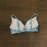 Island Escape Gemini V-Neck Underwire Bikini Swim Top Padded White Blue Multi 8