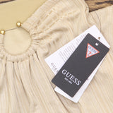 Guess Womens Cristina Ribbed Side-Slit Midi Skier Safari Tan Foil Brown M