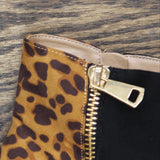 Journee Collection Sarah Bootie with Soft Square Toe Black Animal Print 8.5M