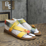 Franco Sarto Womens Glenni Ankle Strap Flat Sandals Rainbow Multi Pink 8.5M